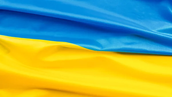 Detailní záběr ukrajinské vlajky. Ukrajinský konflikt — Stock fotografie