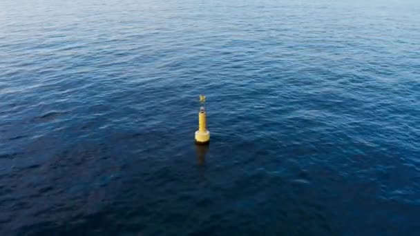 Yellow Marine Buoy in the ocean — стокове відео