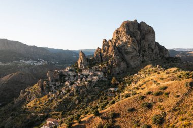Aerial view of village of Pentidattilo. Calabria Italy