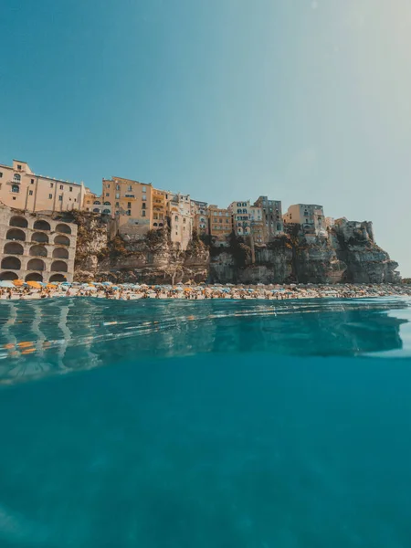 Underwater view of Tropea city, Calabria Italy