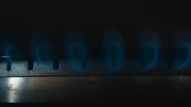 Cierre Encendido Estufa Gas — Vídeos de Stock