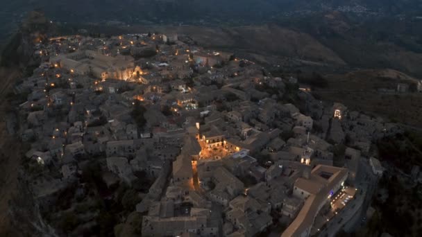 Aerial View Gerace Medieval Village Calabria Italy — Stockvideo