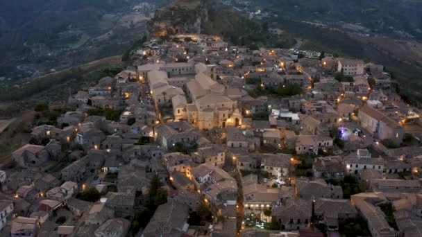 Aerial View Gerace Medieval Village Calabria Italy — Stockvideo