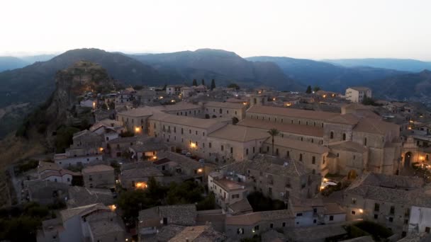 Aerial View Gerace Medieval Village Calabria Italy — Stockvideo