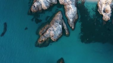 Aerial view of stunning cliff on the turquoise sea