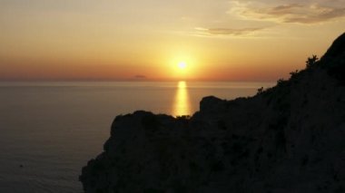 Aerial view of sunrise over the ocean 