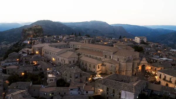 Aerial view of Gerace, medieval village in Calabria Italy