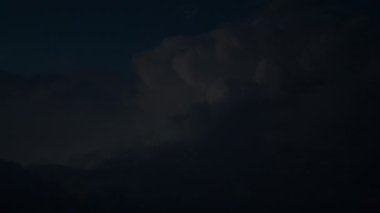 Long shot of a big thunderstorm in the clouds 