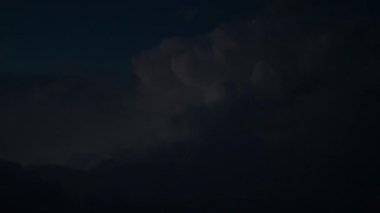 Long shot of a big thunderstorm in the clouds 