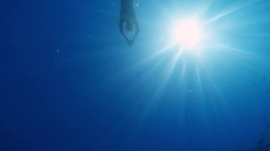 Diving Underwater With Long Fins.