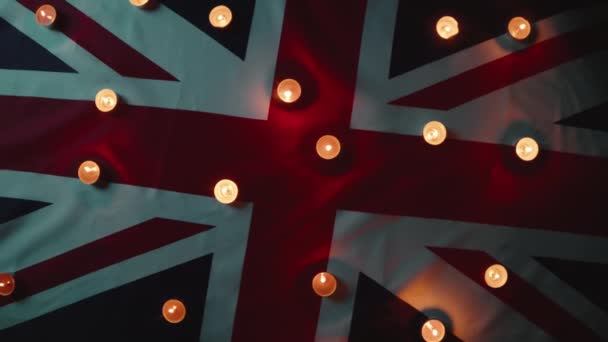 Крупним Планом Свічки Єднаному Королівському Прапорі — стокове відео