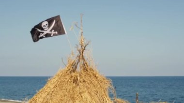 Close up of Pirates Flag on the beach 