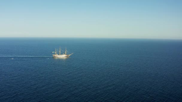 Aerial View Amerigo Vespucci Sailing Ship Open Sea — Vídeo de Stock