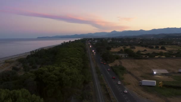 Vista Aérea Del Tráfico Vehículo Carretera — Vídeos de Stock