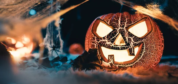 Gruselige Kürbisse Halloween — Stockfoto