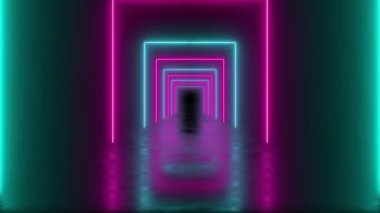 Soyut döngülü neon tünel arkaplanı 