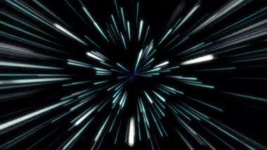 Soyut yaratıcı kozmik arka plan. Başka bir galaksiye hiper atlama. Işık hızı, hareket halindeki neon ışınlar. 