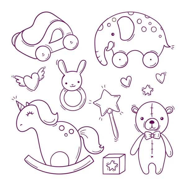 Elle çizilmiş siyah beyaz oyuncaklar.