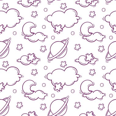 Bebek siyah beyaz oyuncakları ve aksesuarlarıyla el çizimi kusursuz desen