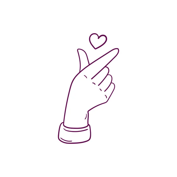 Κορεάτικο ερωτικό σημάδι, διακόσμηση αφίσας του Αγίου Βαλεντίνου. Κορεάτικο δάχτυλο ως απεικόνιση της καρδιάς — Διανυσματικό Αρχείο