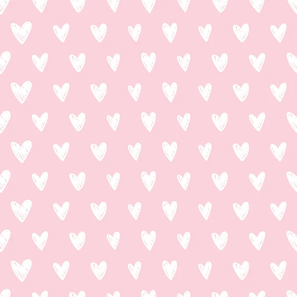 Vector seamless pattern with hand drawn hearts on pink background. Seamless pattern with hearts — Stock vektor