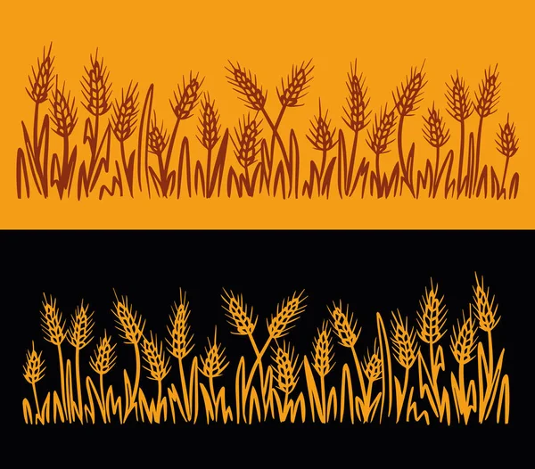 허브의 Cereal Corn Hand Made Vector Illustration Brown Yellow Line — 스톡 벡터