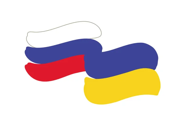 Vlajky Ukrajiny Ruska Společně Přátelství Mír Mezi Ukrajinou Ruskem Globe — Stockový vektor