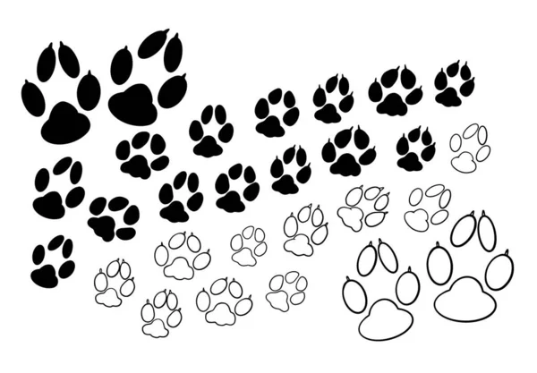 Cat Dog Paw Pet Footprint Step Shape Doodle Hand Drawn — Stock Vector