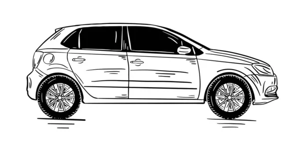 Car Sketch Simple Vector Car Icon Flat Hatchback Symbol Perfect — Stockvector