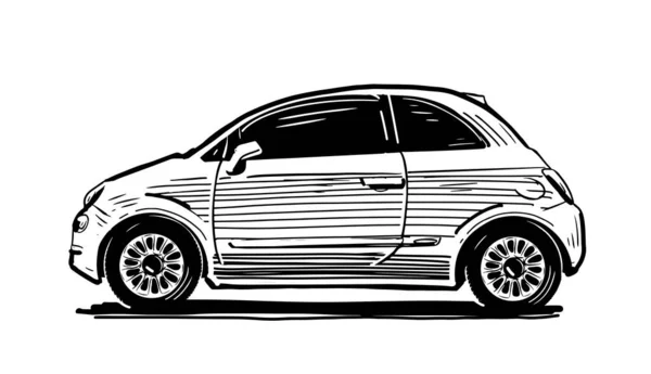 Car Vector Illustration Hand Drawn Hatchback Car Design Transport Delivery — Vetor de Stock