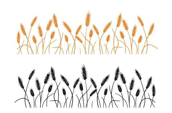 Ears Wheat Wheat Silhouette Hand Drawn Doodle Style Vector Illustration —  Vetores de Stock