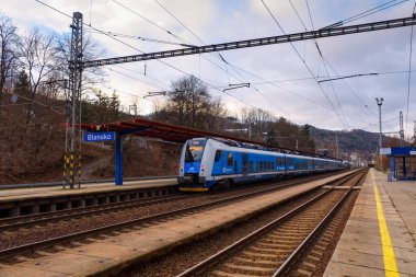 Blansko tren istasyonunda Ceske drahy tren.