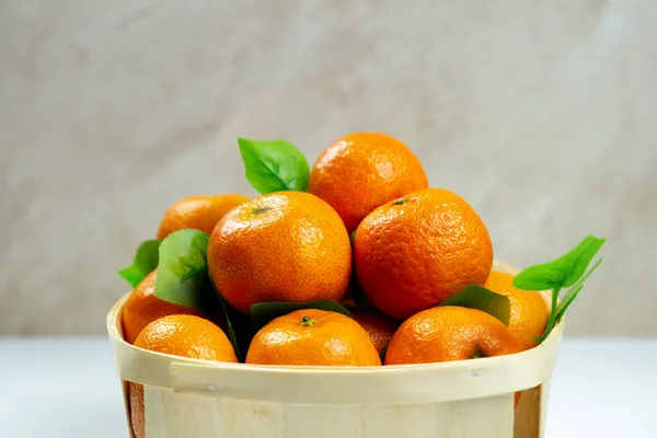 Basket Tangerines Light Background — Stock Photo, Image