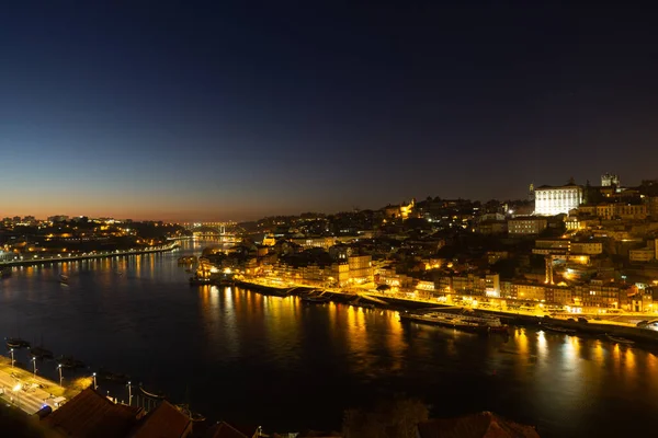 Night City Porto Streets Houses Illuminated — Stock Photo, Image