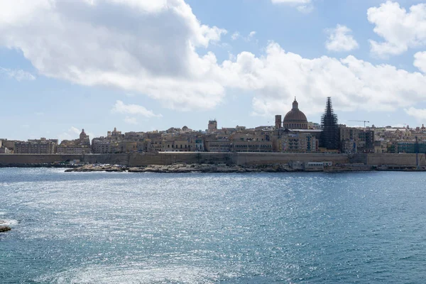 Landscape Valleta Cloudy Sunny Day — стоковое фото