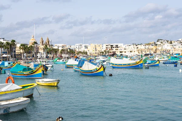 Морской Пейзаж Красочными Лодками Marsaxlokk Мальта — стоковое фото