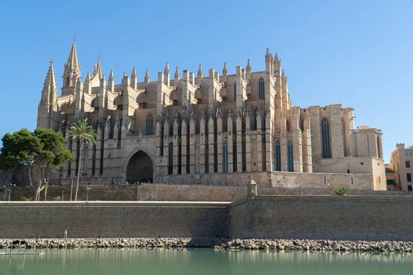 Palma de Mallorca Cathedral on a sunny day with clear skies