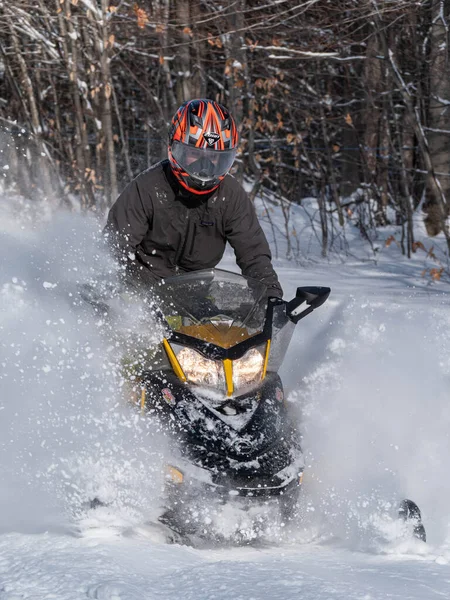 Road Snowmobile Brp Neve Fresca — Fotografia de Stock