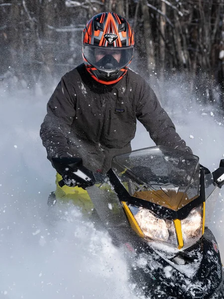 Road Snowmobile Brp Fresh Snow — Stock Photo, Image