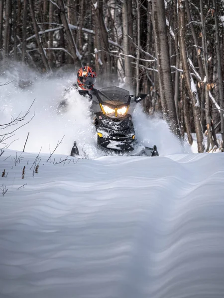 Road Snowmobile Brp Neve Fresca — Fotografia de Stock