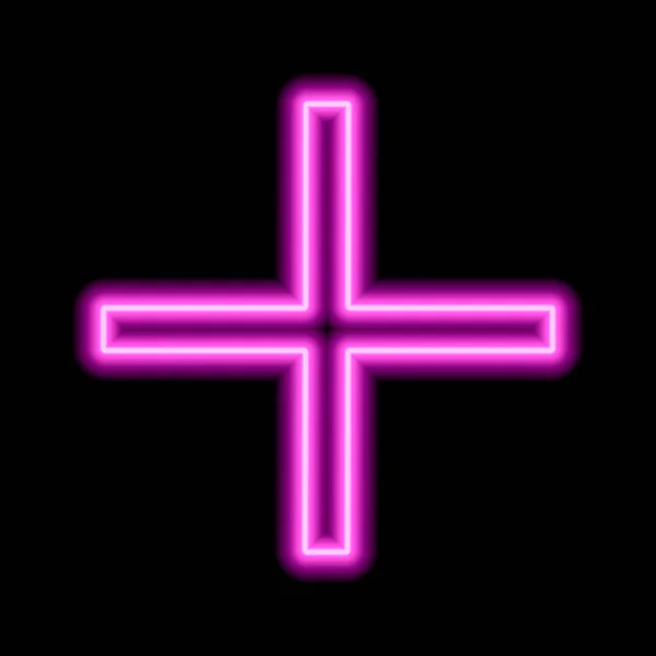 Pink Neon Cross Black Background Sign One Object Vector Illustration — Stok Vektör
