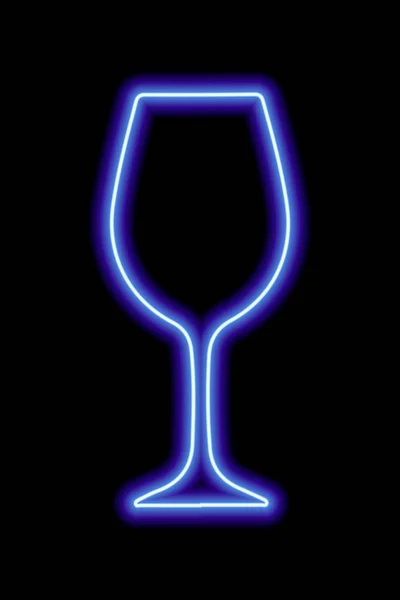 Blue Contour Wine Glass Black Background Bar Party Vector Illustration — Vettoriale Stock
