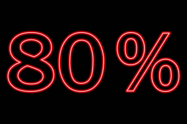 Percent Inscription Black Background Red Line Neon Style Vector Illustration —  Vetores de Stock