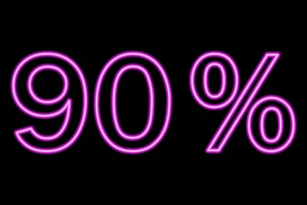 Percent Inscription Black Background Pink Line Neon Style Vector Illustration — Vetor de Stock