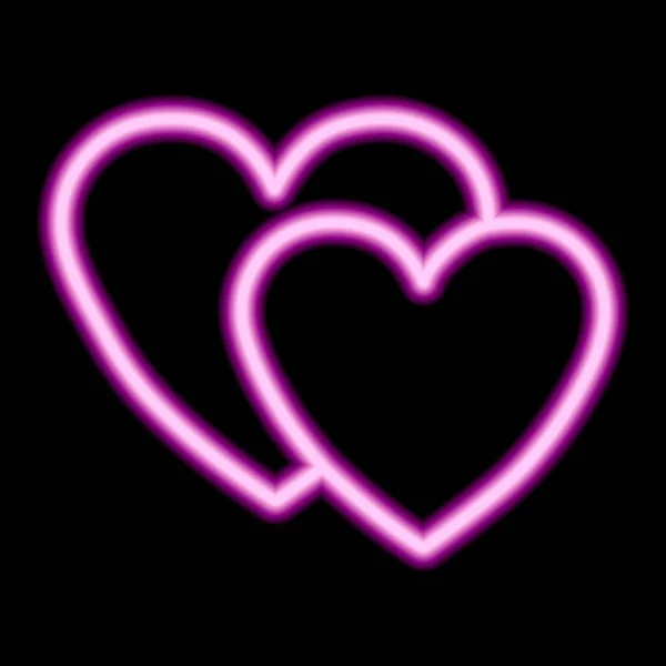 Two Pink Blue Hearts Black Background Valentine Day Love Couple - Stok Vektor