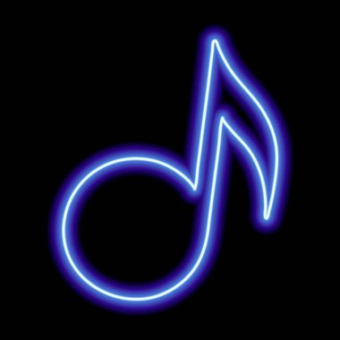 Blue neon note sign on a black background. Vector illustration