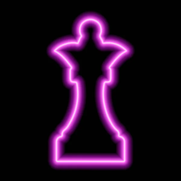 霓虹灯粉色轮廓国际象棋形象国王在一个黑色背景 矢量说明 — 图库矢量图片