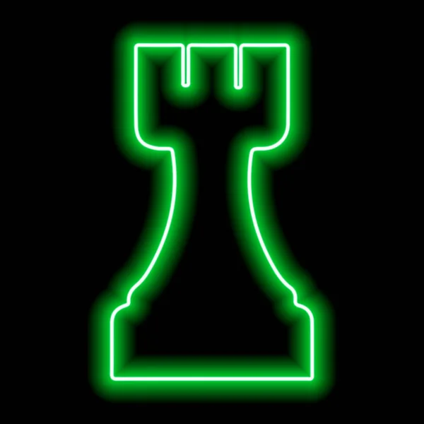 Neon Grüne Konturschachfiguren Auf Schwarzem Hintergrund Vektorillustration — Stockvektor