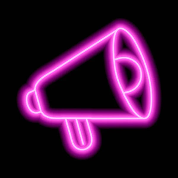 Pink Neon Speaker Black Background Outline — Stok Vektör
