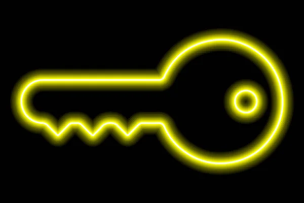 Simple Metal Wrench Yellow Neon Outline Black Background — Image vectorielle